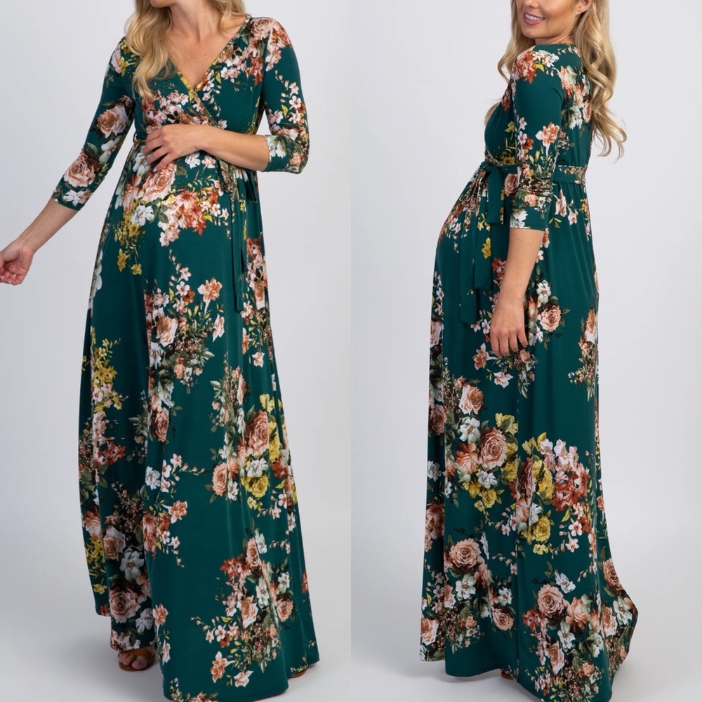 Pinkblush Floral Teal Maxi Dress
